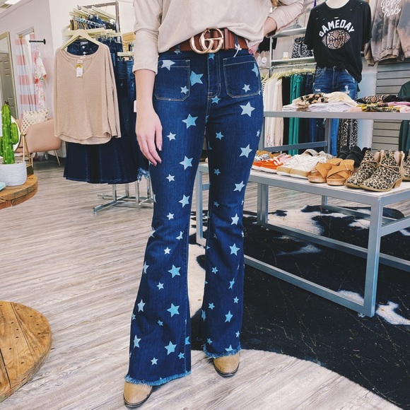Wild Luxe Denim - 🔥HOST PICK!🔥 Dark Wash Star Print Flare Jeans